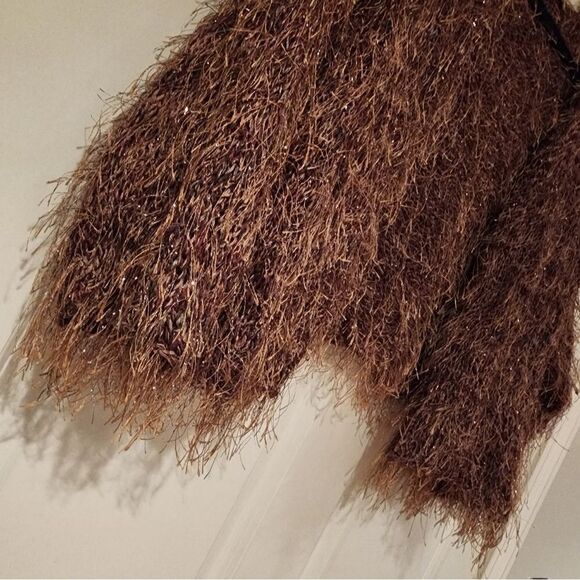 Shepatin vintage stringy knit brown cardigan sweater - Picture 3 of 5
